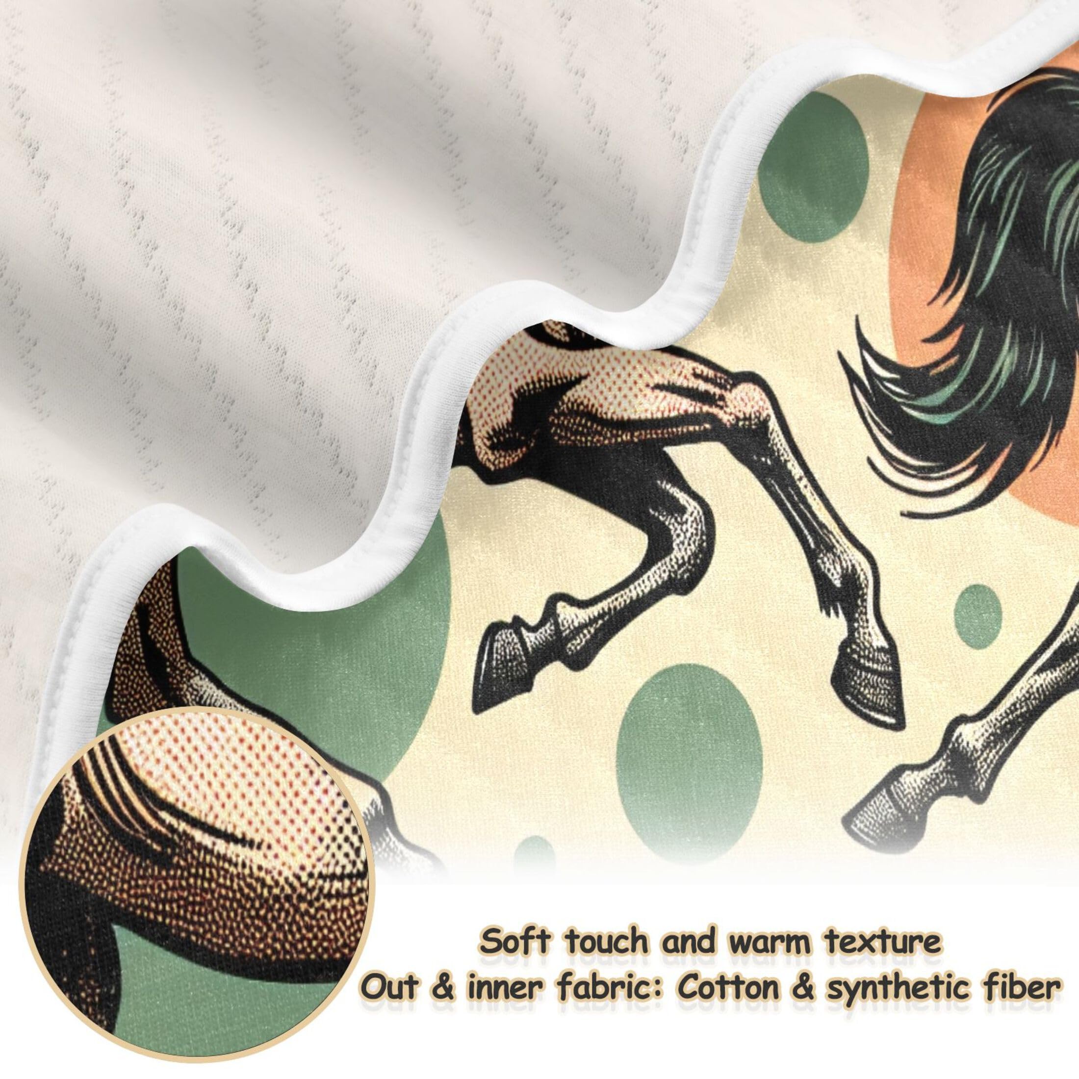 Burbuja Running Horses Baby Blanket for Boys Girls, Nursery Soft Warm Swaddling Receiving Baby Blankets, 30x40 in Toddler Blanket