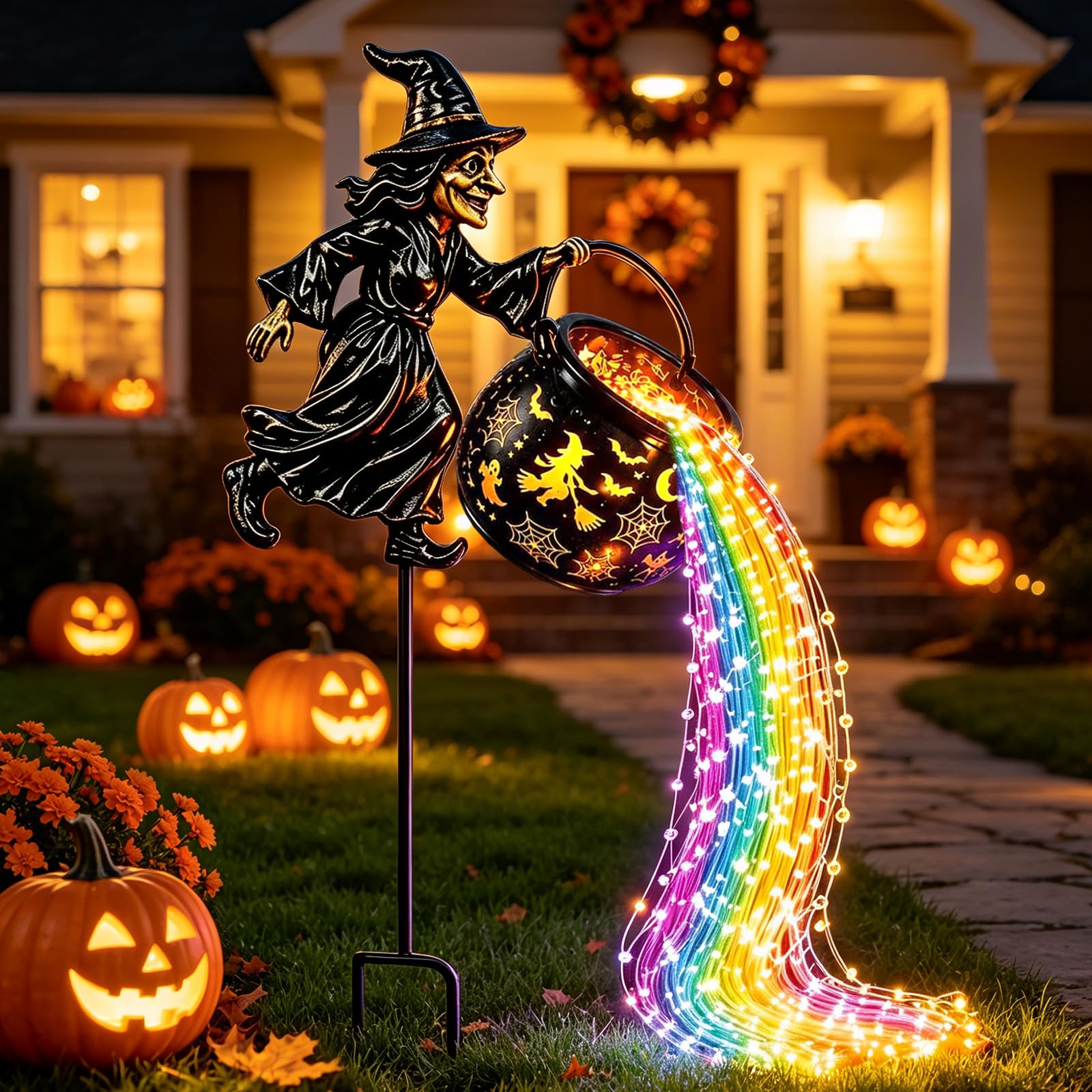 Halloween Decorations Outdoor, Halloween Witch Cauldron Garden Lights