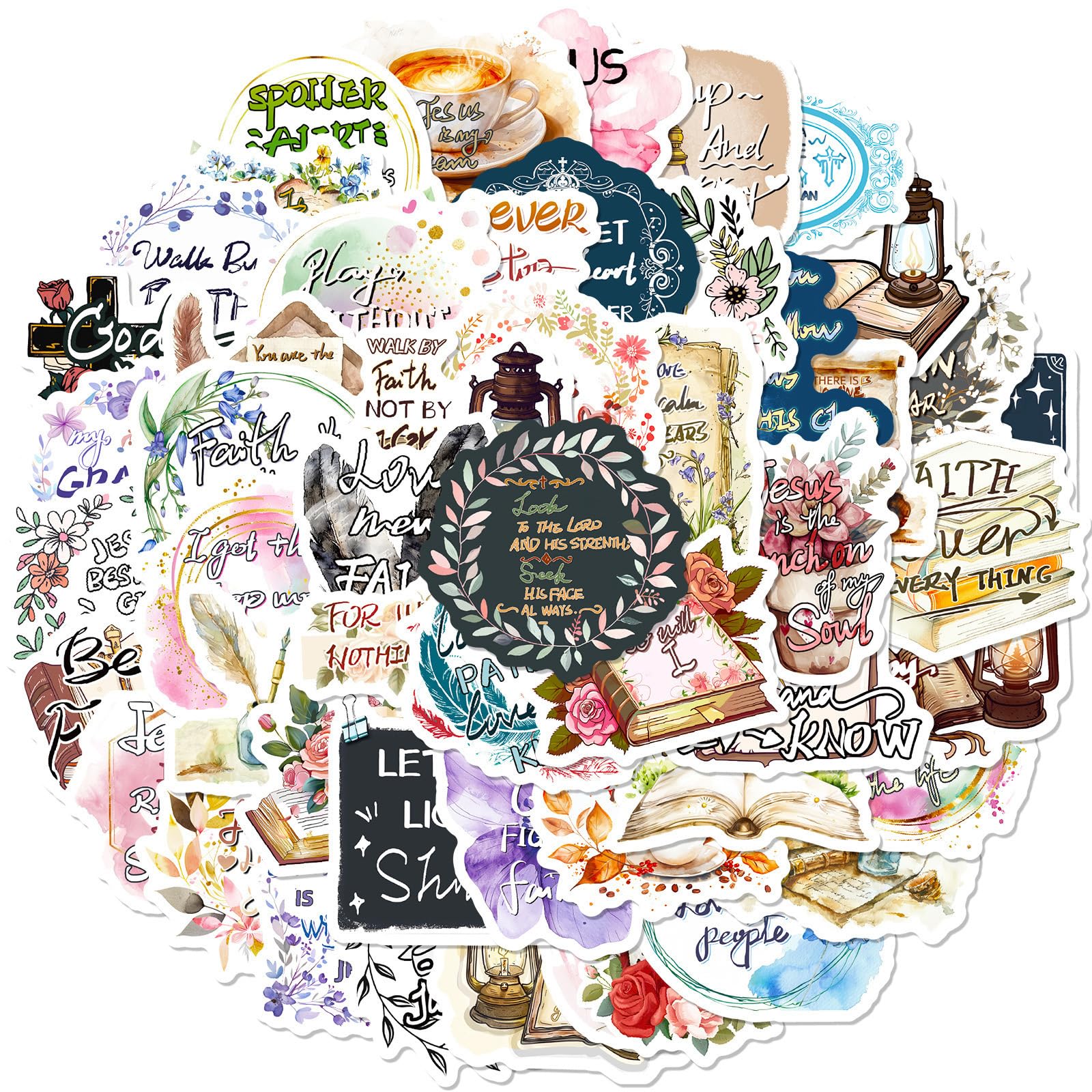 50 Stück Bijbelvers-Stickers - Inspirerende Jezus-Stickers, waterdicht 50 Stück Bijbelvers-Stickers - Inspirerende Jezus-Stickers, waterdicht