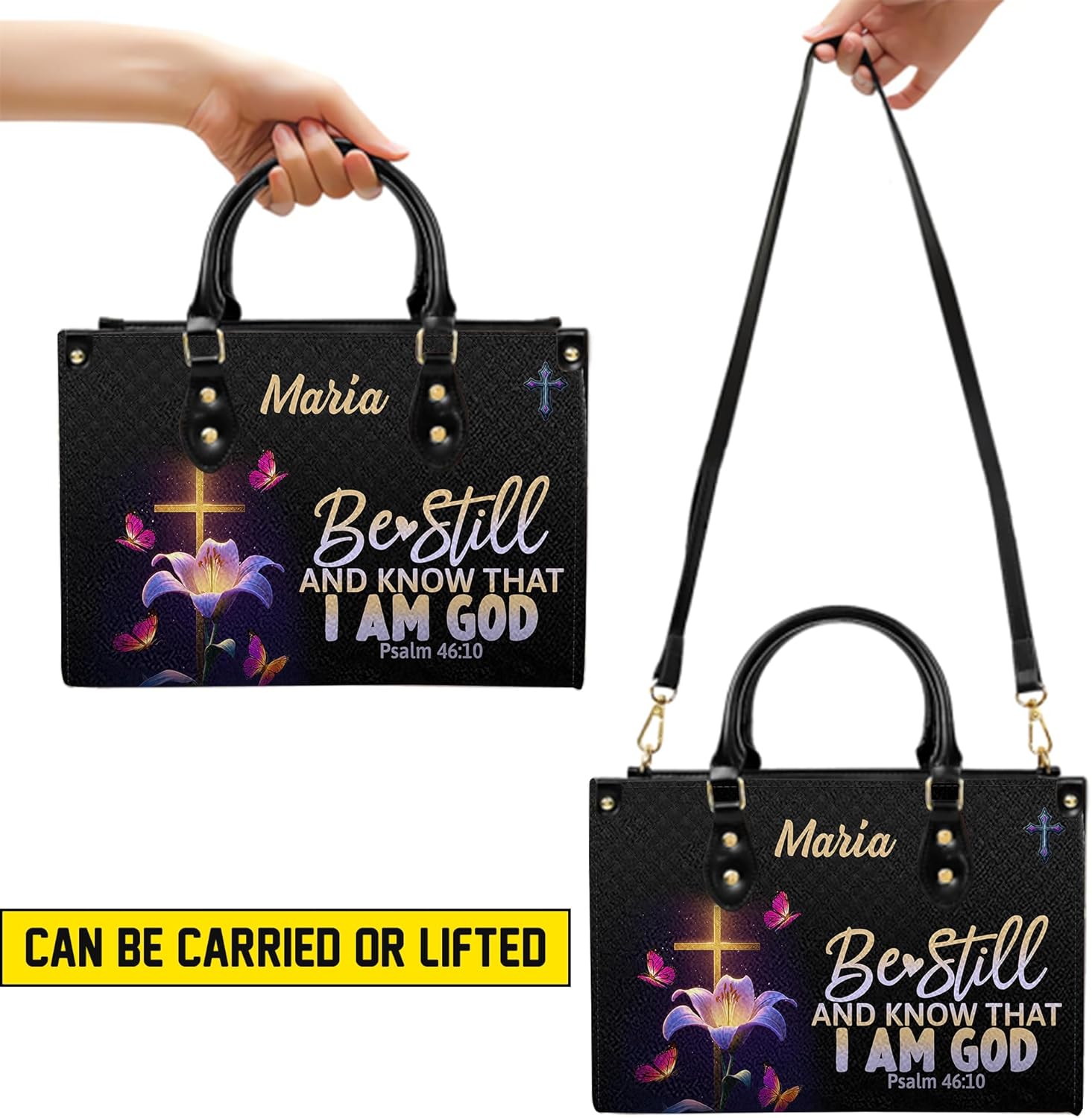 Personalized Christian Leather Handbag for Women – Bible Bags with Religious Purse Daily Carry & Faith Gift