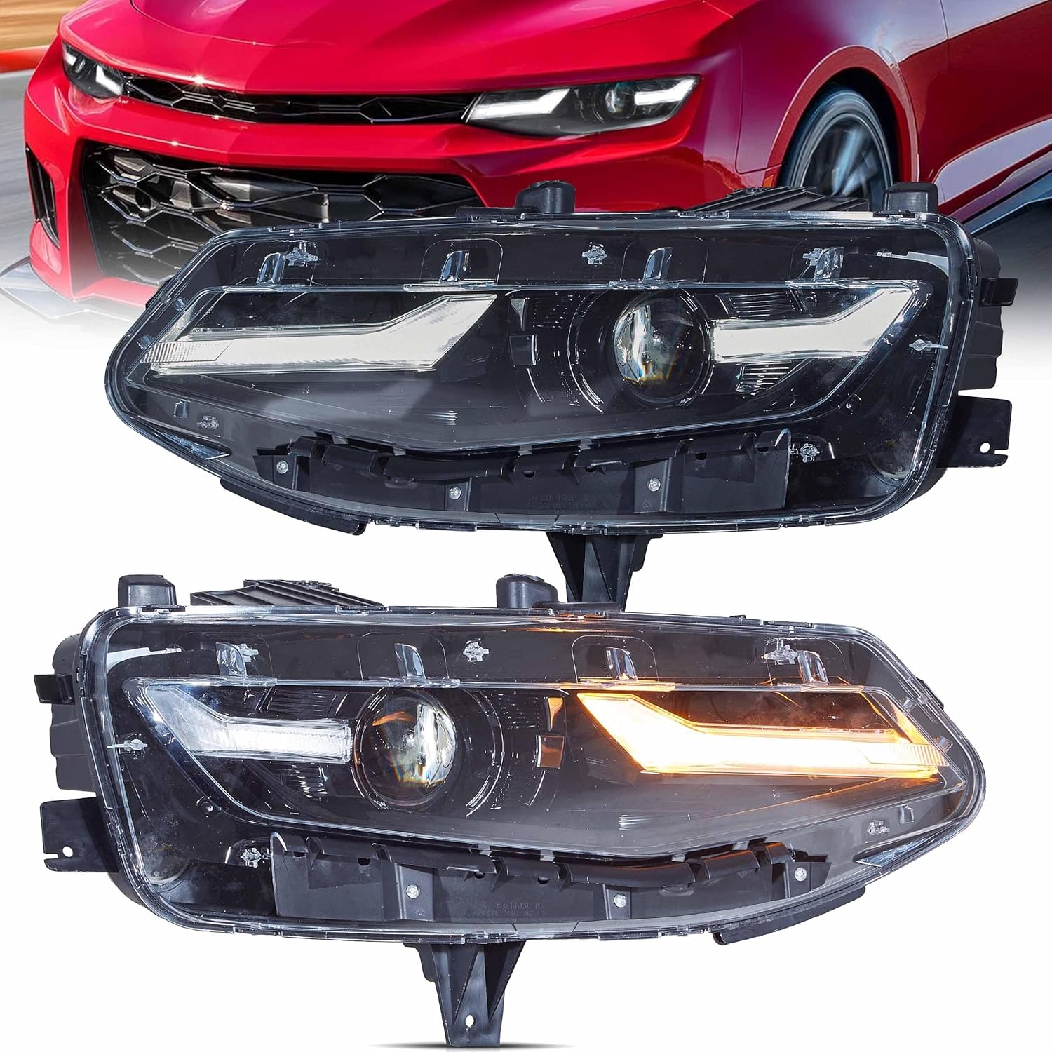 VLAND Headlight Fit for 2019-2024 Chevrolet Camaro(1LS, 1LT, 2LT, 3LT), Projector