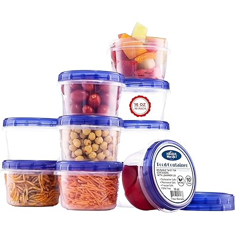 Soup Freezer Storage Containers With Twist Top lids [16 Oz - 10 Pack]