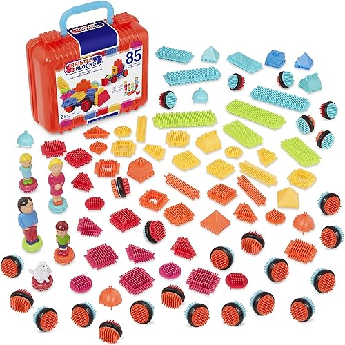 Bristle Blocks by Battat – Interlocking Building Blocks – 85pc Playset – Soft Developmental Toys – Big Value Case – For Toddlers and Kids Aged 2 years +