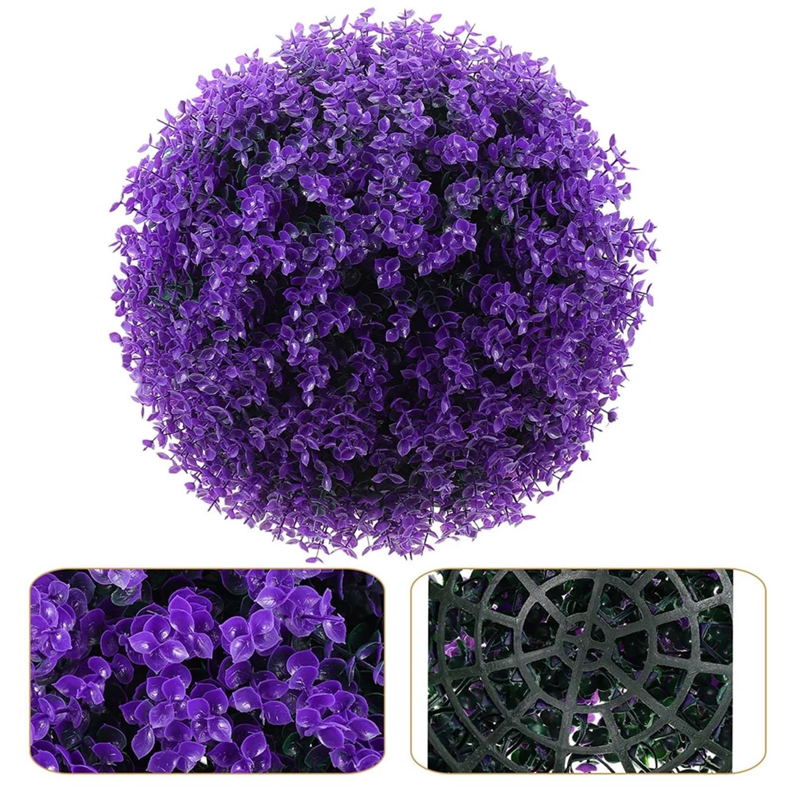 Boule De Buis Artificiel Lot de 2 Boules d'herbe artificielles en buis d'eucalyptus, 30 cm, for décoration de Jardin, en Plastique(Orange)