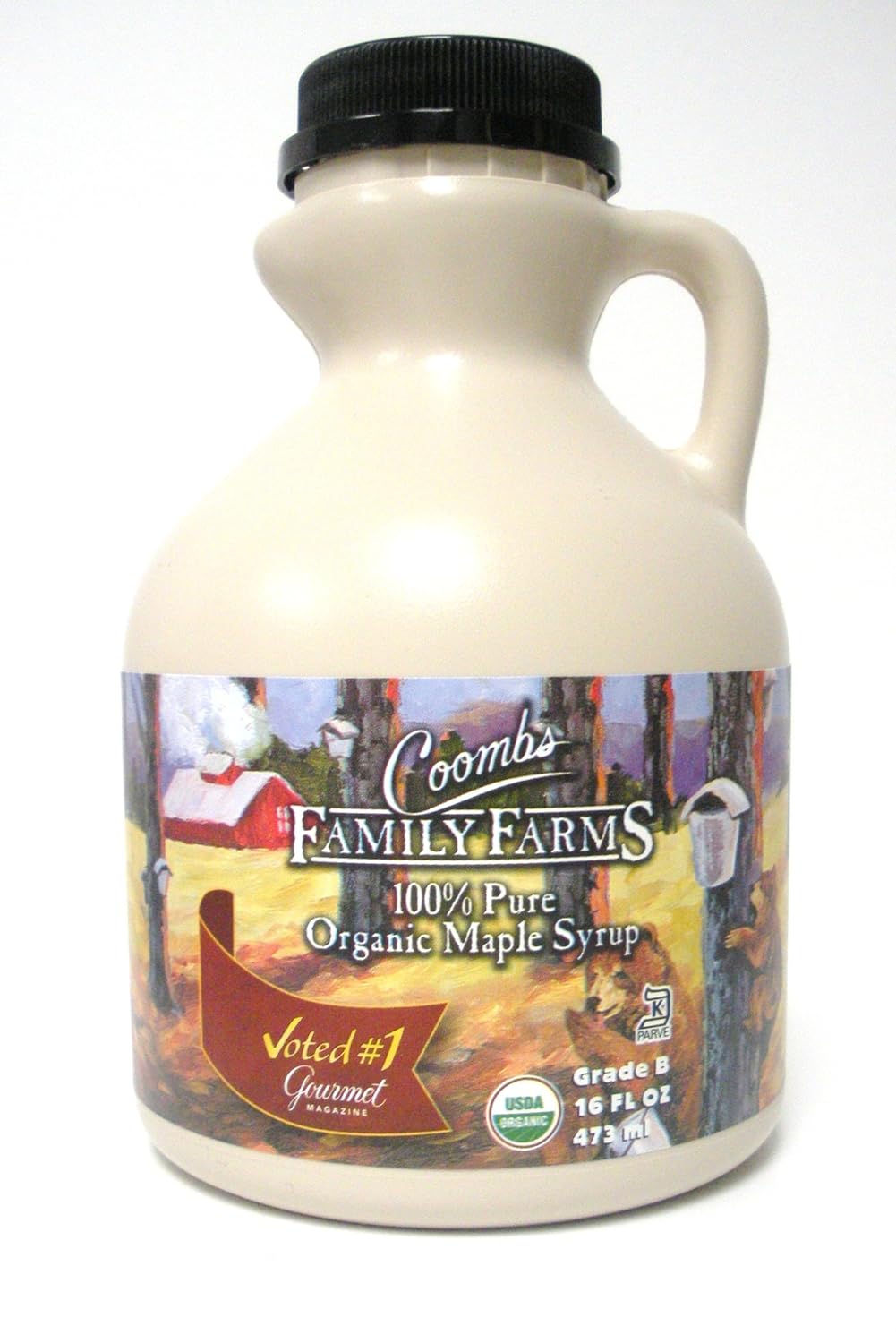 Coombs Family Farms Organic Grade B Syrup, 16-Ounce Bear Jugs (Pack of 2)