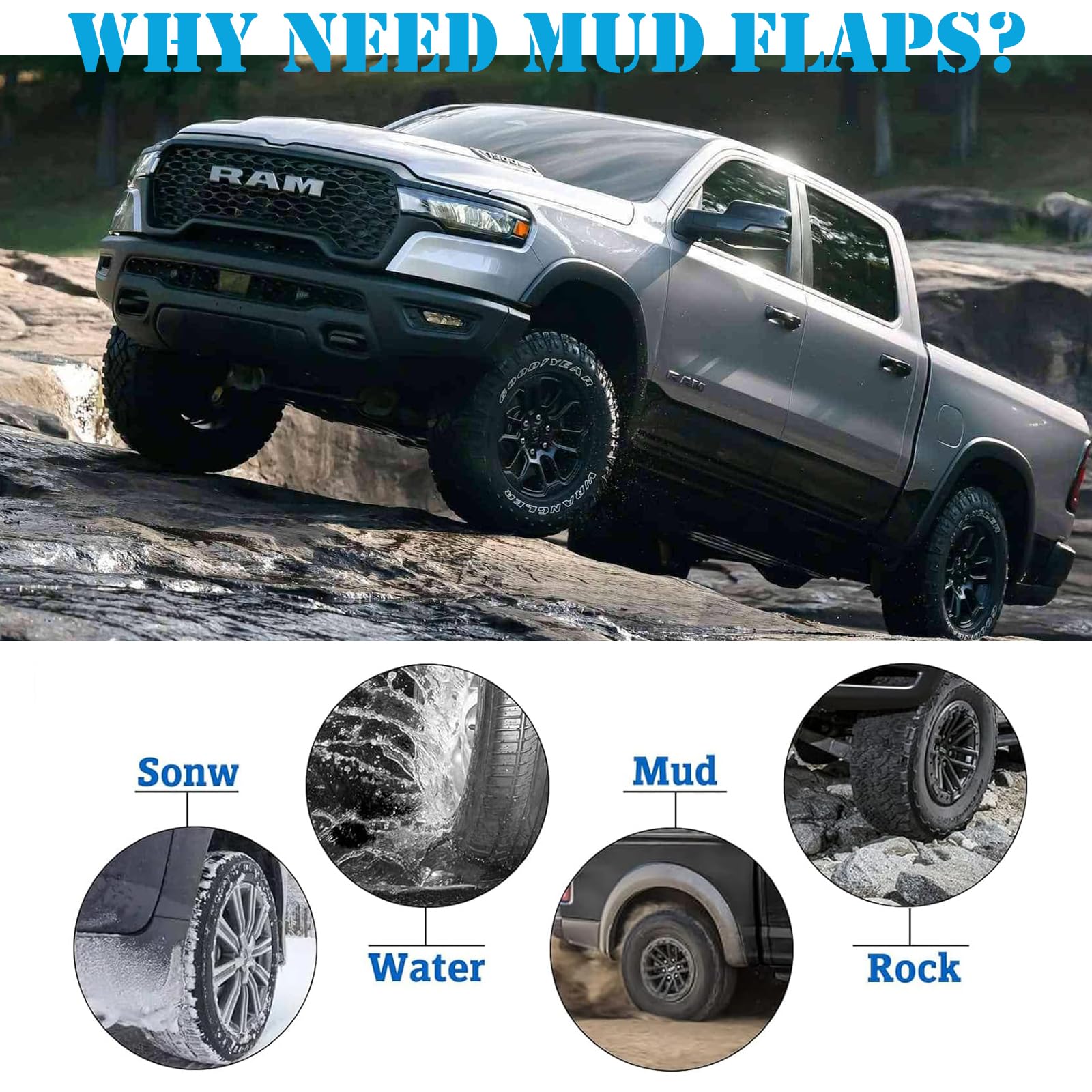 Mud Flaps For 2021-2024 Dodge Ram 1500 (No OEM Fender) – Splash Guards, No Drilling Required - View #5