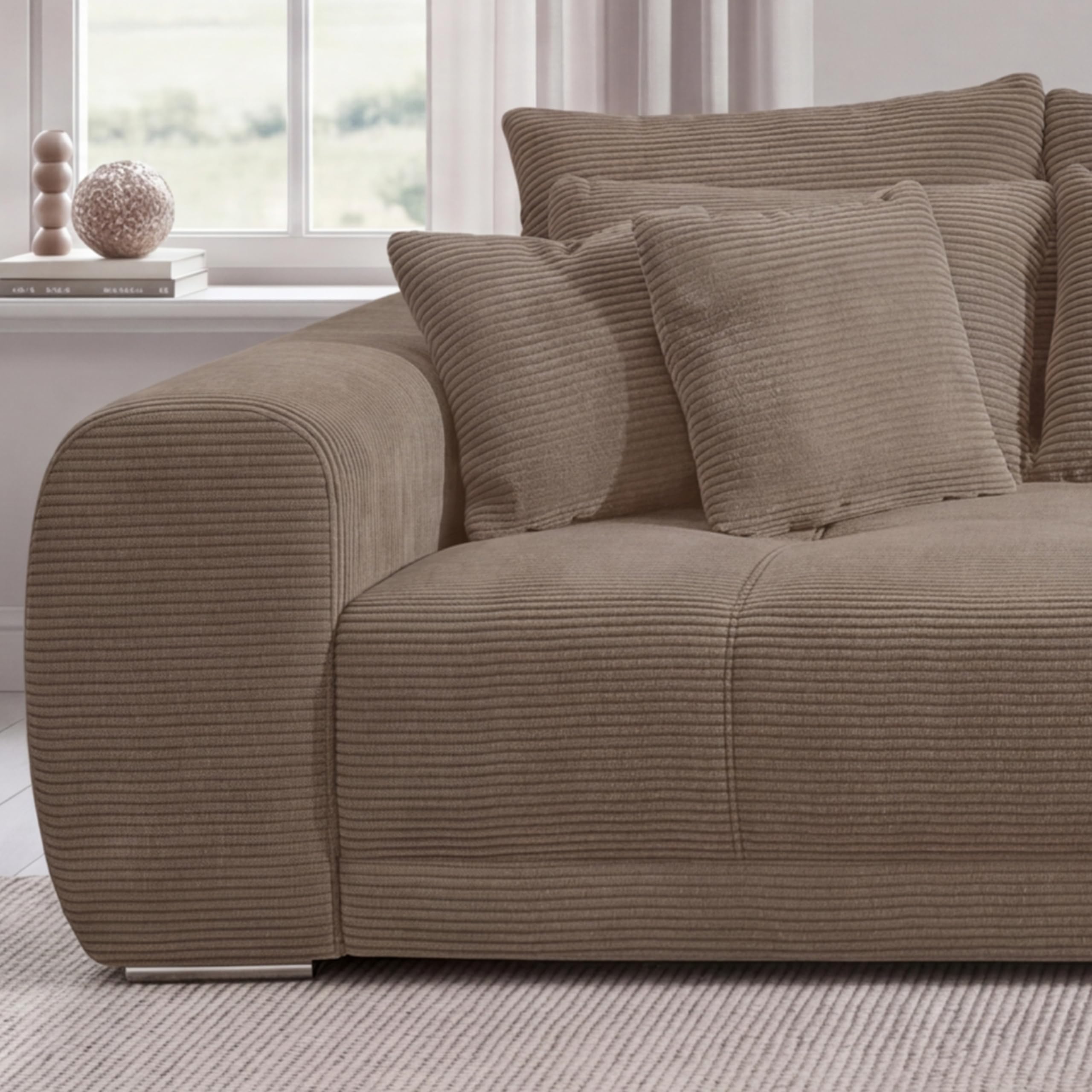 luma-Home 15174/ Big-Sofa XXL Lounge Couch, Cord-Bezug Braun Taupe