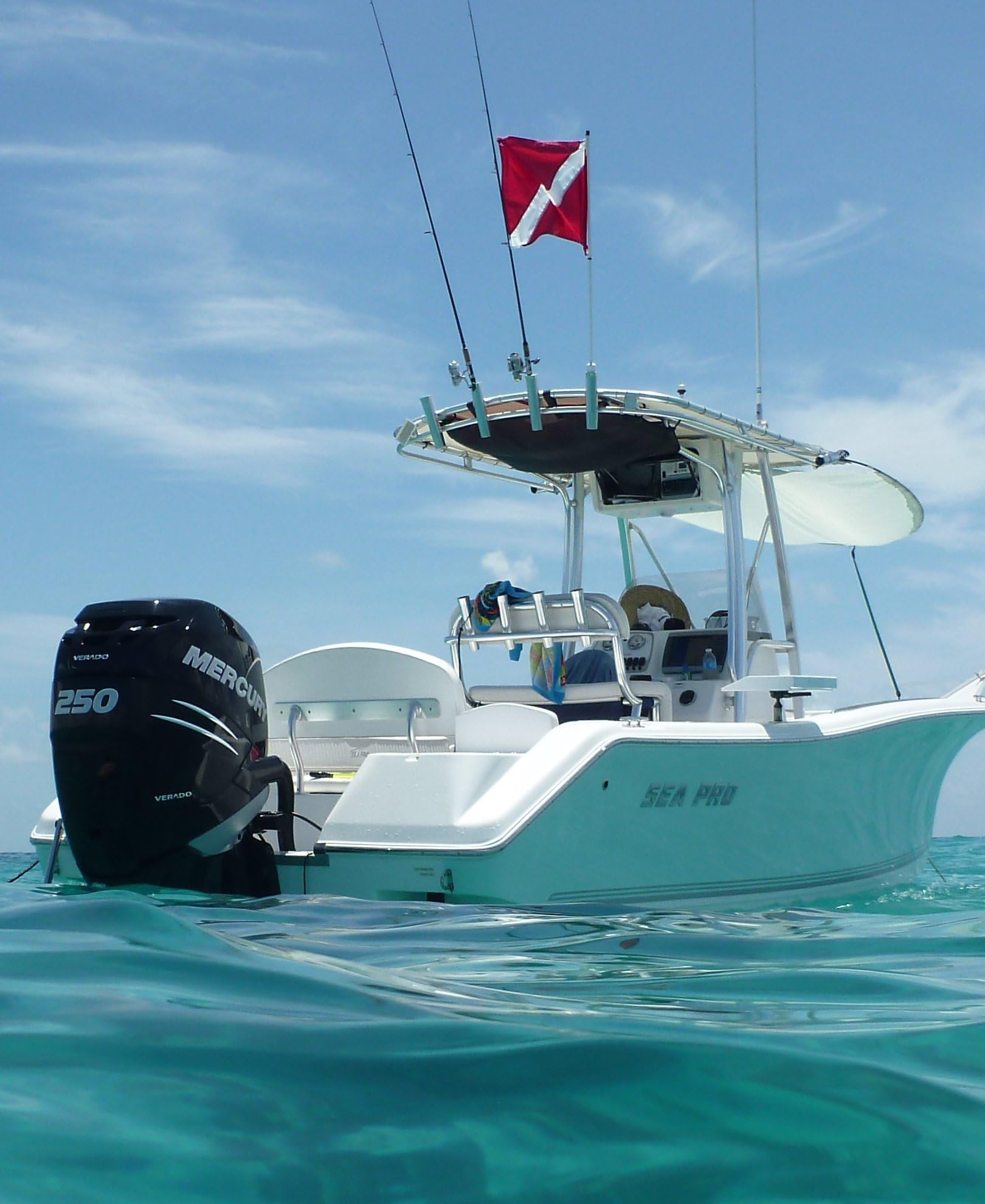 Rod Holder Boat Flag Pole with Dive Flag (4 Foot)