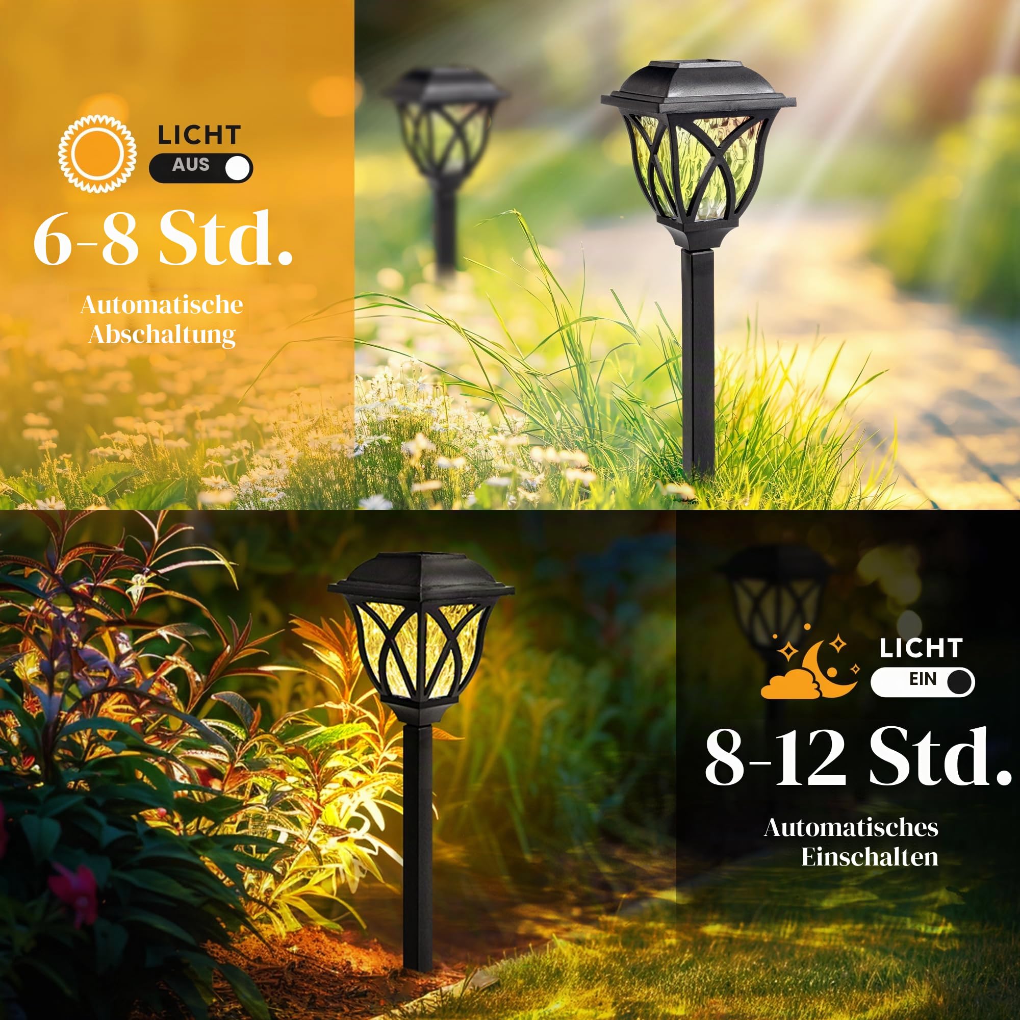 GIGALUMI Solarlampen für außen, 6 Stück LED Solar Gartenleuchten, Warmweiß