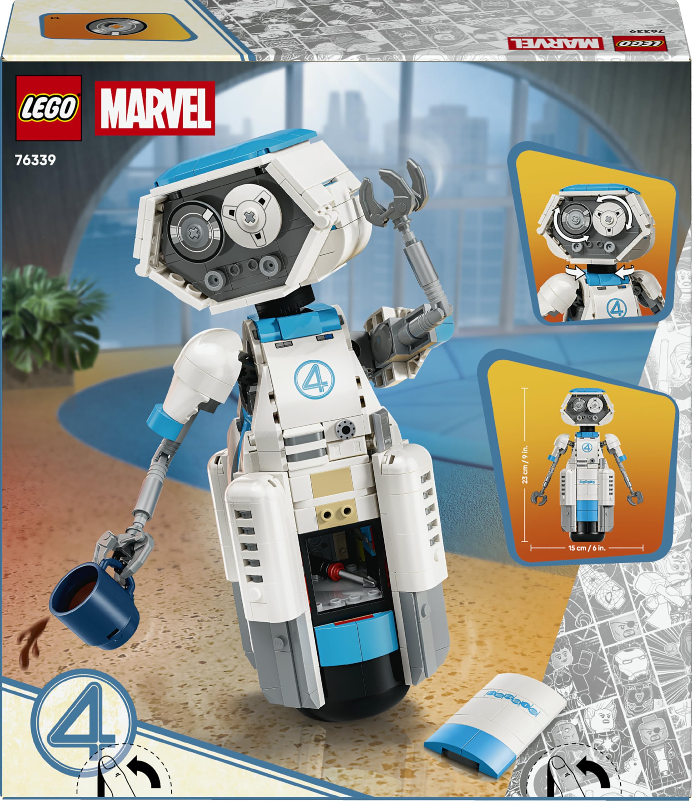 LEGO | Marvel Los 4 Fantásticos: H.E.R.B.I.E. – Figura de Robot de Juguete con Accesorios – Decoración de la Estantería – Regalo de Cumpleaños para Niños de 10+ Años y Fans de los Superhéroes –76339