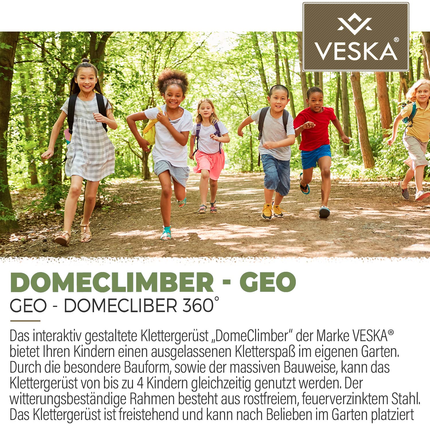 VESKA Klettergerüst DomeClimber Kinder Metall Kletterkuppel Geodome (10FT - 305cm, anthrazit/pink)