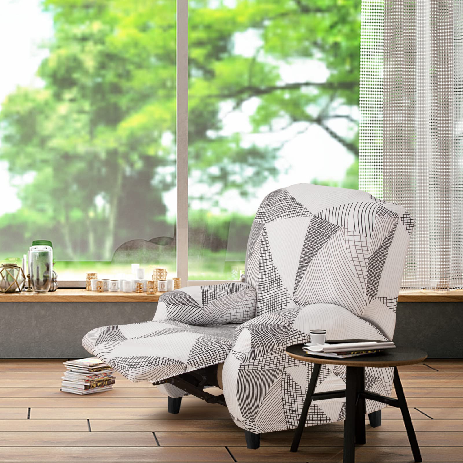 Lydevo Copripoltrona Relax Reclinabile Universale, 1 Posto, con Tasche, Elasticizzato, Lavabile Rimovibile, Fodere per Poltrona, Linea Bianca