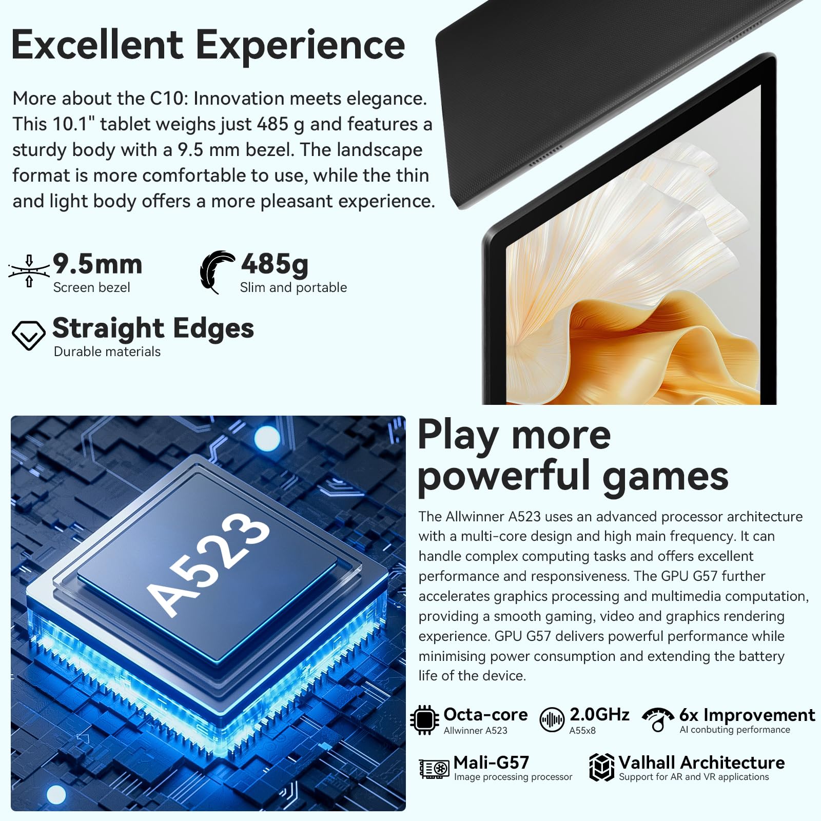 Laptok Tablet 10 pollici Android 15 Tablet con Octa-Core, Face ID, 20GB+64GB+1TB Espansione, 1280 * 800 HD IPS Touchscreen, tablet Android con WiFi 6 BT5.3, Doppia Fotocamera 5MP+8MP, Widevine L1