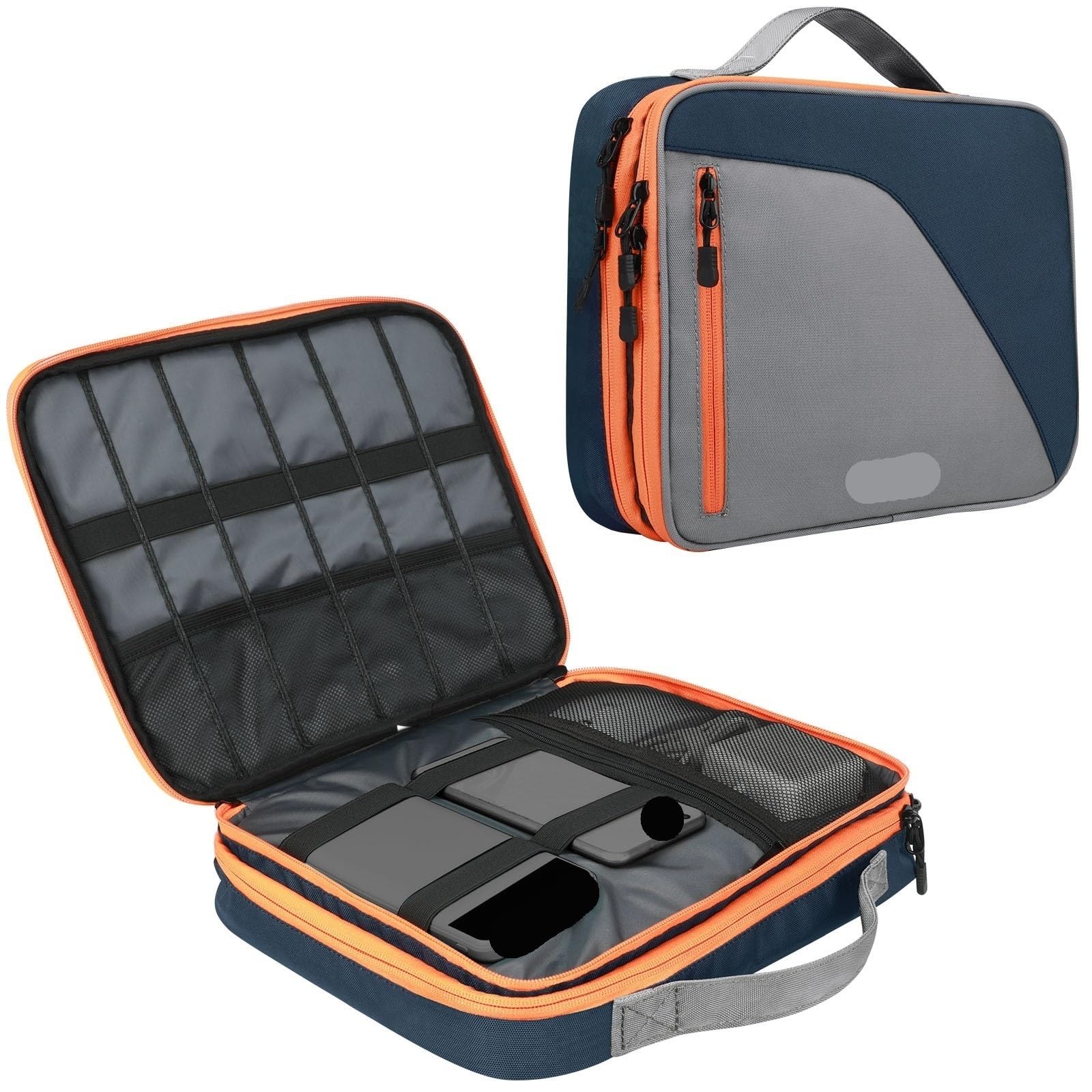 Bolsa organizadora de Cables electrónicos Doble Capa 11,6 Pulgadas, Estuche portátil for Discos Duros, y Cargadores para Trabajo(Blue)