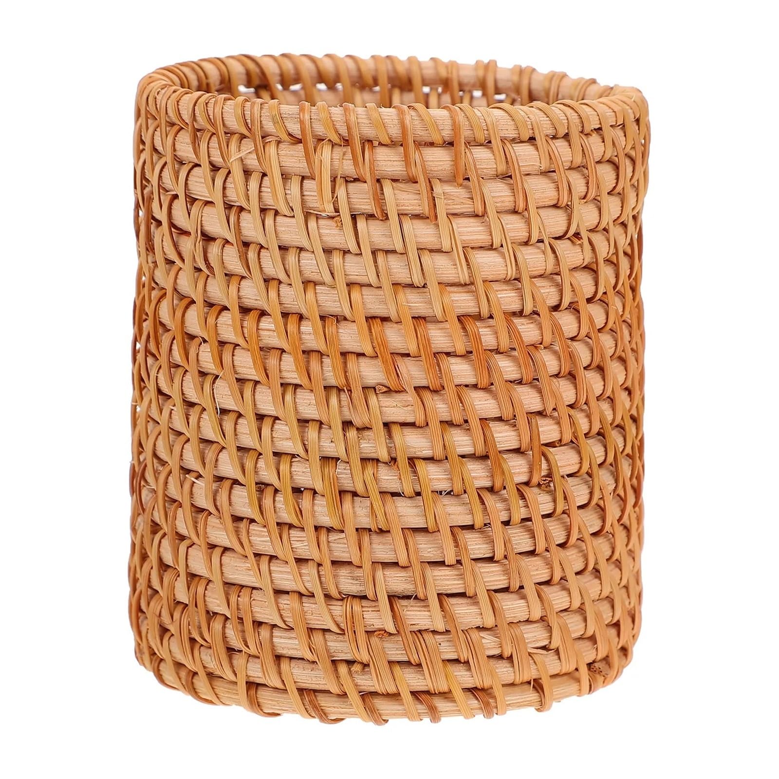 LXHZSY Desk Organiser 1pc Wooden Pen Holder Wood Woven Storage Basket Desktop Ganizer Compact Size Simple Color Matching Strong Exquisite(Khaki10.00X7.50X7.50)