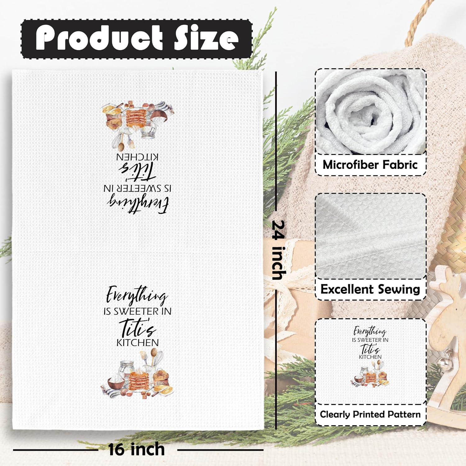 Titi Gifts Kitchen Towels - Gifts for Grandma Titi Dish Towels, Rustic Grandma Mothers Day Birthday Decorative Absorbent Dishcloths Hand Towel for Kitchen Decor 16x24 Inches - Image 6