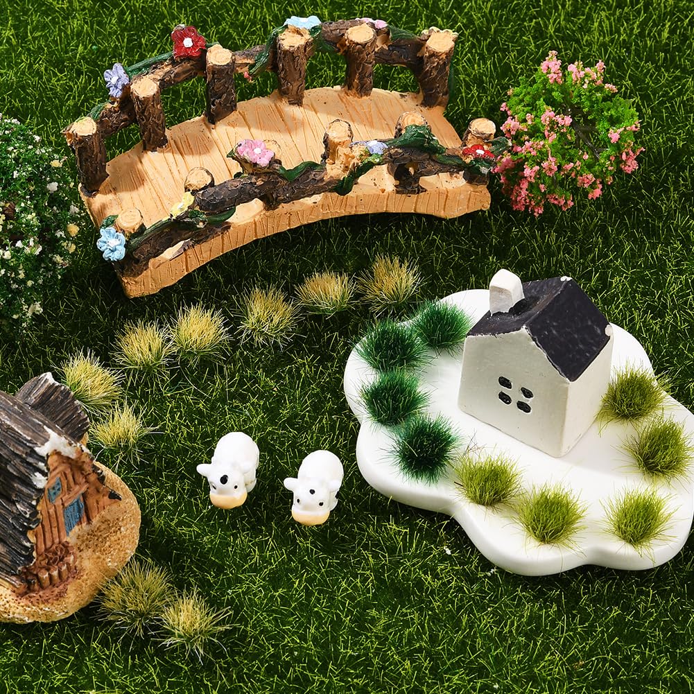 3 Scatola da 96 Pezzi di Ciuffi di Erba per MoDells ismo Ferroviario Arbusti di Plastica Cespugli in Miniatura Scenario Tavolo da Diorama Verde Statico Wargame Set di Vegetazione per di