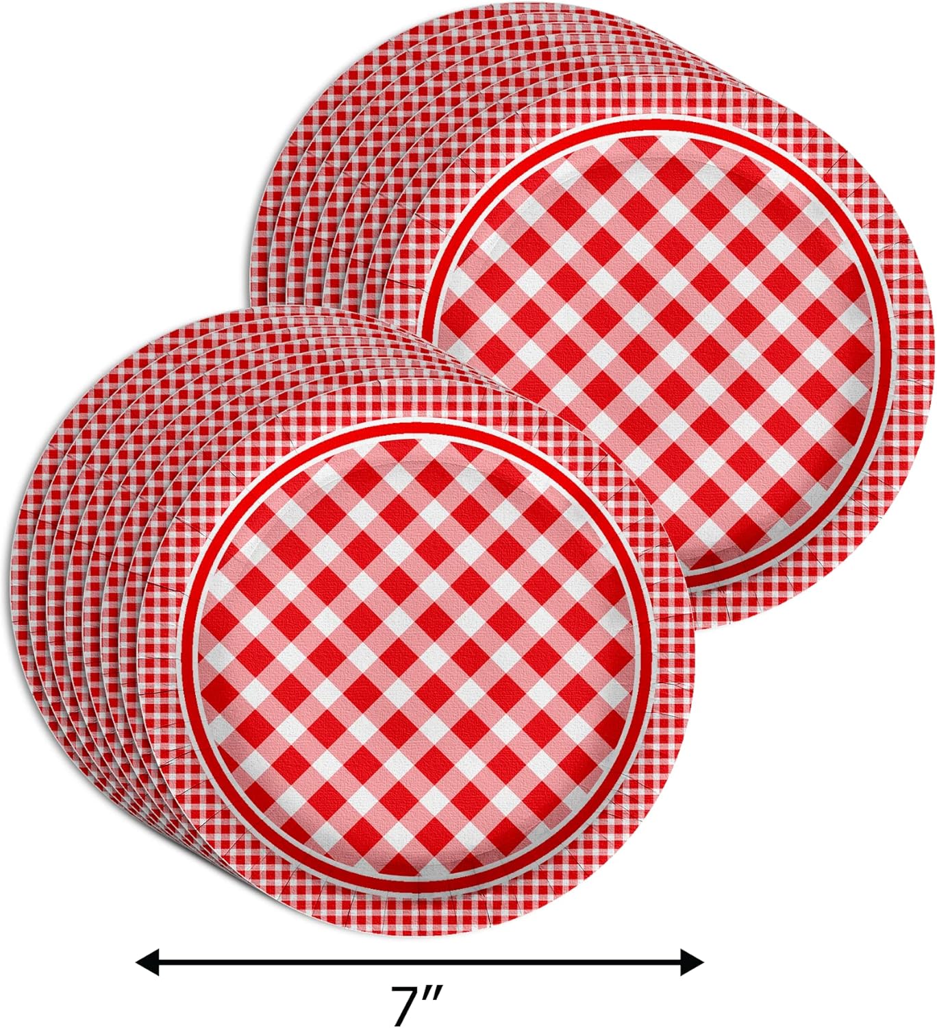 Let's BBQ Red Gingham Birthday Party Supplies - 64 Piece Summer Barbeque Picnic Tableware Set Includes Large 9" Dinner Plates and 8" Dessert Paper Plates Napkins Cups - Kit for 16 - Image 4