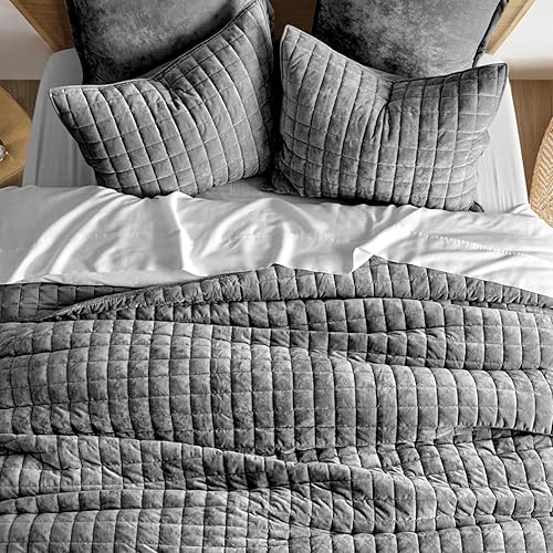 Miniatura 167 de RECYCO - Juego de edredón de terciopelo ligero, ropa de cama con edredón acolchado de gran tamaño y 2 fundas de almohada a juego, para usar todo