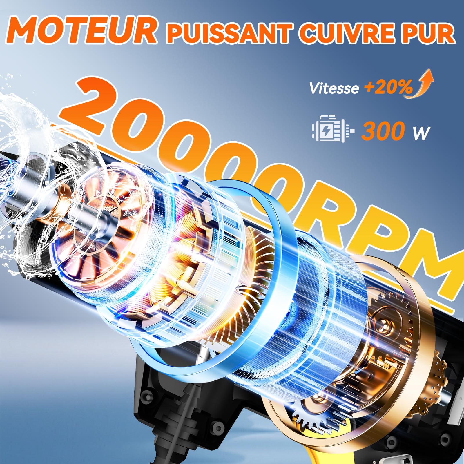 100Bar Nettoyeur Haute Pression sans Fil 2026, 6 en 1 Nettoyeur Haute Pression sur Batterie, débit de 240 L/h, Moteur en Cuivre Pur, 20 000 TR/Min, pour Voiture, Moto, Fenêtres et Terrasse