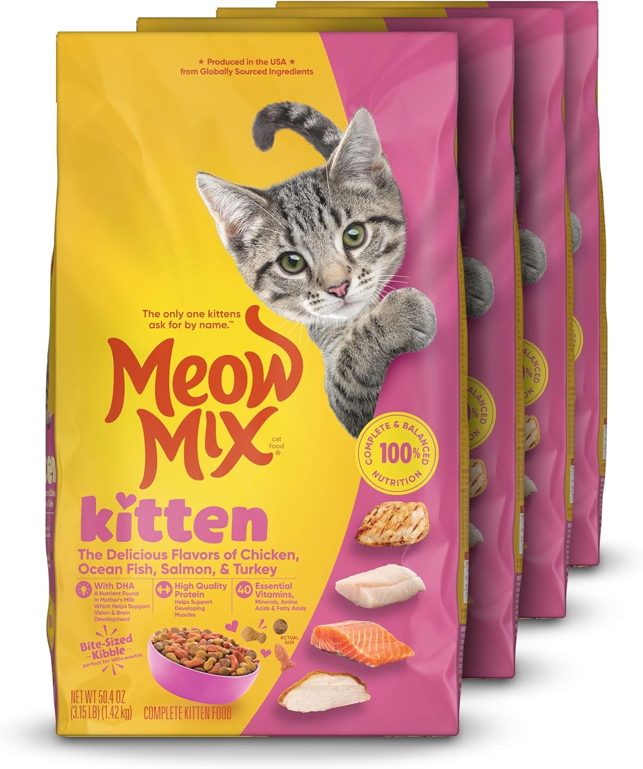 Meow Mix Kitten Li'L Nibbles Dry Cat Food,3.15 Pound Bag,(Pack of 8)