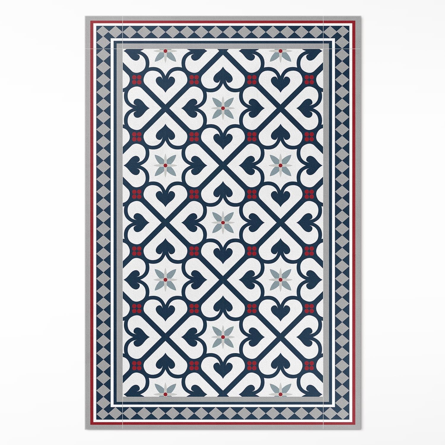 Tapis en vinyle 80x120 cm motif diamants floraux pour cuisine et salon