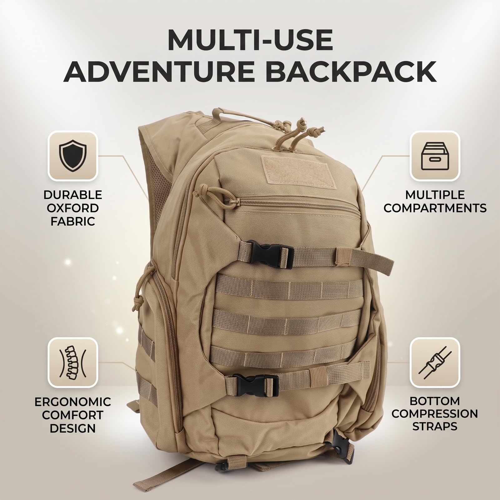Asixxsix Mochila de Senderismo Exterior, Capacidad 20L, Marrón