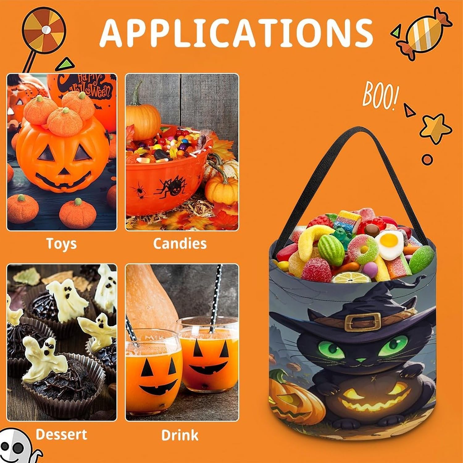 WIMMY Cat Halloween Halloween Trick Or Treat Bag for Adult image 3