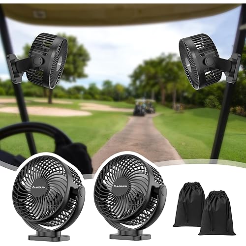 [Upgraded 2X Magnet] 2-Pack Magnetic Golf Cart Fan Rechargeable, 12000mAh Battery Operated Portable Fan with Light, Magnetic Base, Suitable for EZGO Club Car Yamaha, Golf Cart Accessories 2026
