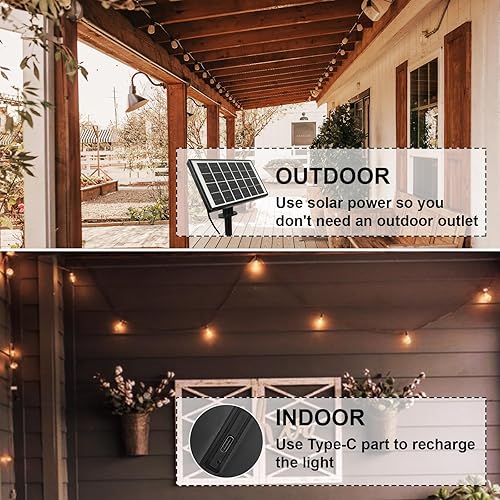 Miniatura 7 de Banord - Cadena de luces para exteriores 51 pies Negro, Solar