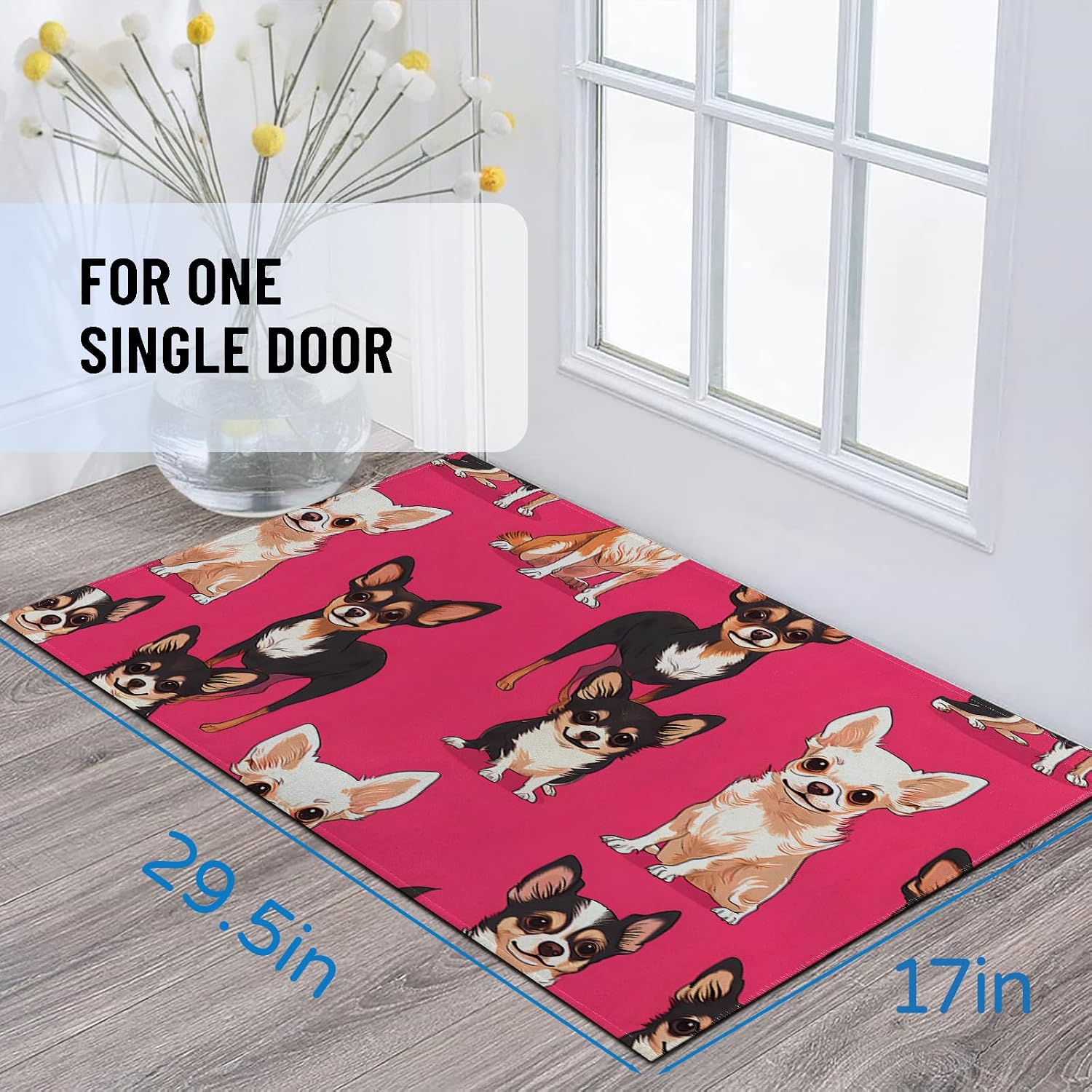 Chihuahua Dog Indoor Door Mat 29.5x17in,Non Slip Backing Cute Cartoon Pet Puppy Floor Mats,Non Woven Entryway Rug,Welcome Rugs Decor,for Inside Porch Bedroom Kitchen,Practical Doormats Gifts