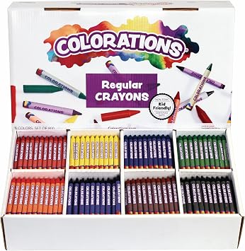 Colorations Regular Crayons - 8 Colors, Value Pack -Set of 800