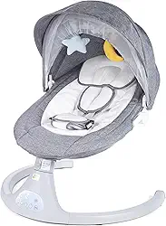 Cadeira de Descanso e Balanço para Bebê Bliss Baby Style com Música, Mosquiteiro e Controle Remoto (Cinza)