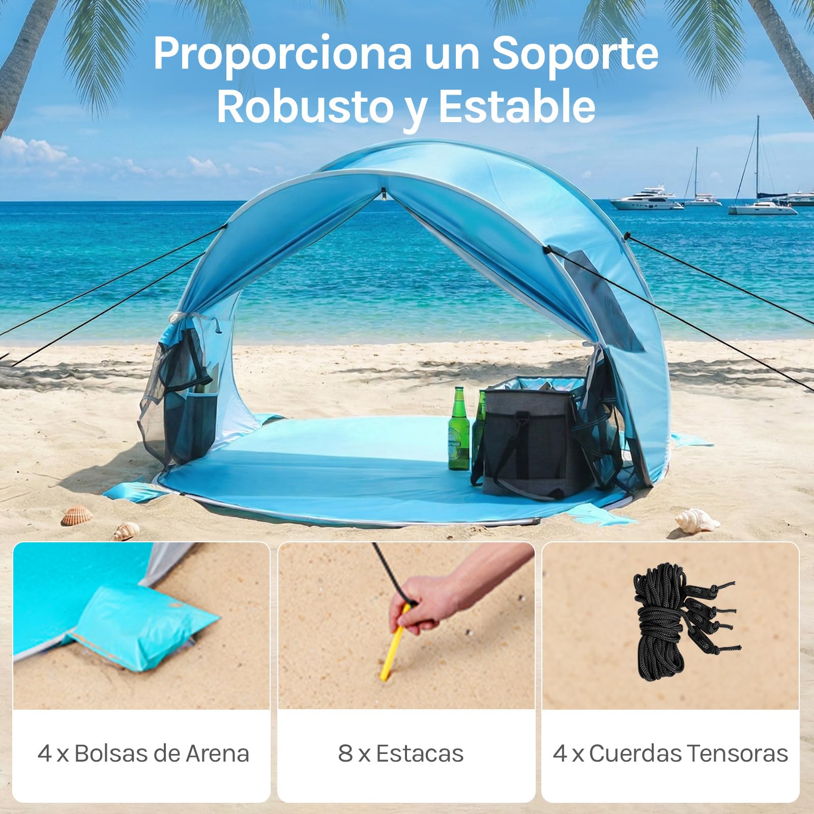 Wolfwise Tienda de Playa UPF 50+, Plegable para 2/3/4/5/7 Personas con sombrilla Deportiva, Tienda de Refugio Instantáneo contra el Sol, Toldo de Sombra