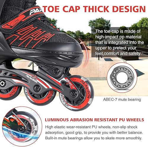 Miniatura 3 de Patines en línea ajustables para niños y adultos, patines con ruedas iluminadoras, para niñas y niños, hombres y mujeres