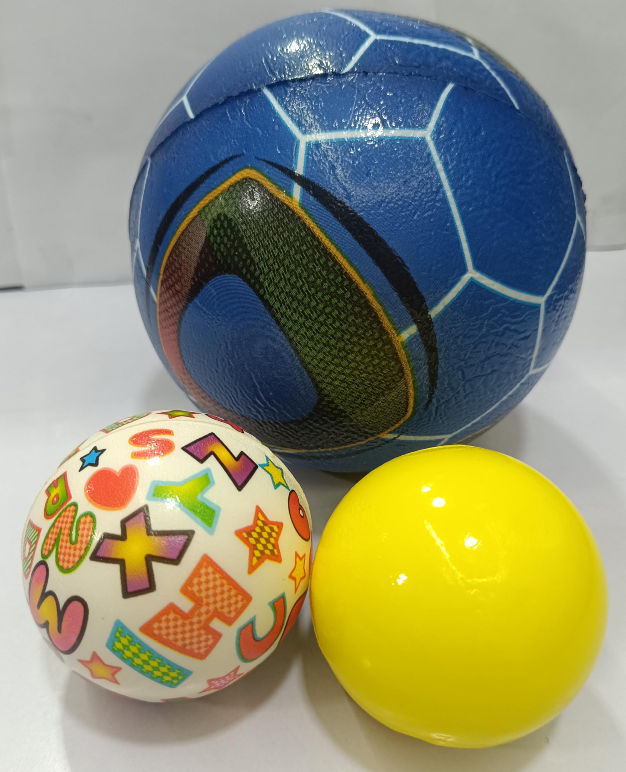 Sports Ball Set, 3 Piece, Blue Soccer Ball with Colorful Pattern and Yellow Ball, Multi-Color-image-30