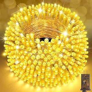 SAUIRS 403FT 1000 LED Christmas Lights Outdoor String Lights with 8 Modes Timer Waterproof Fairy Light Plug in for Outside Indoor Party Xmas Palm Tree Yard Wedding Decorations(Warm White)
