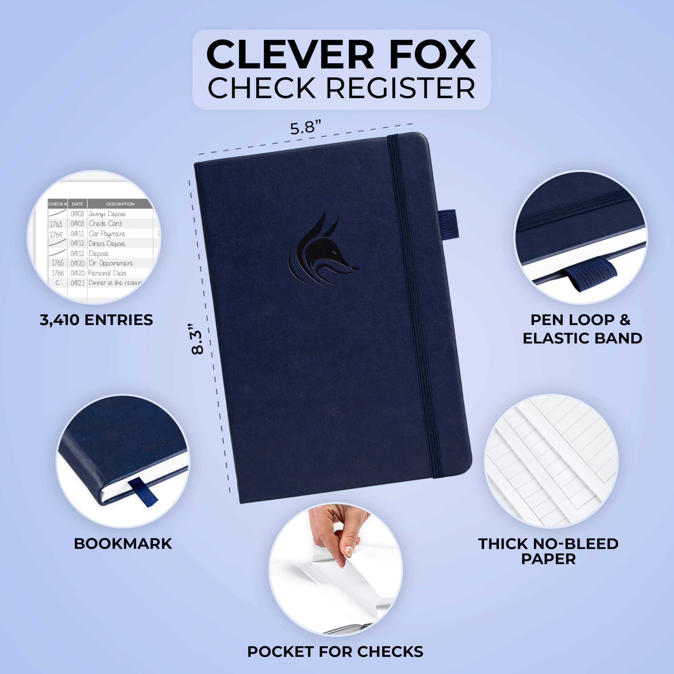 3968 Personal Check Register Clever Fox Checkbook Register - Spiral Bound ...
