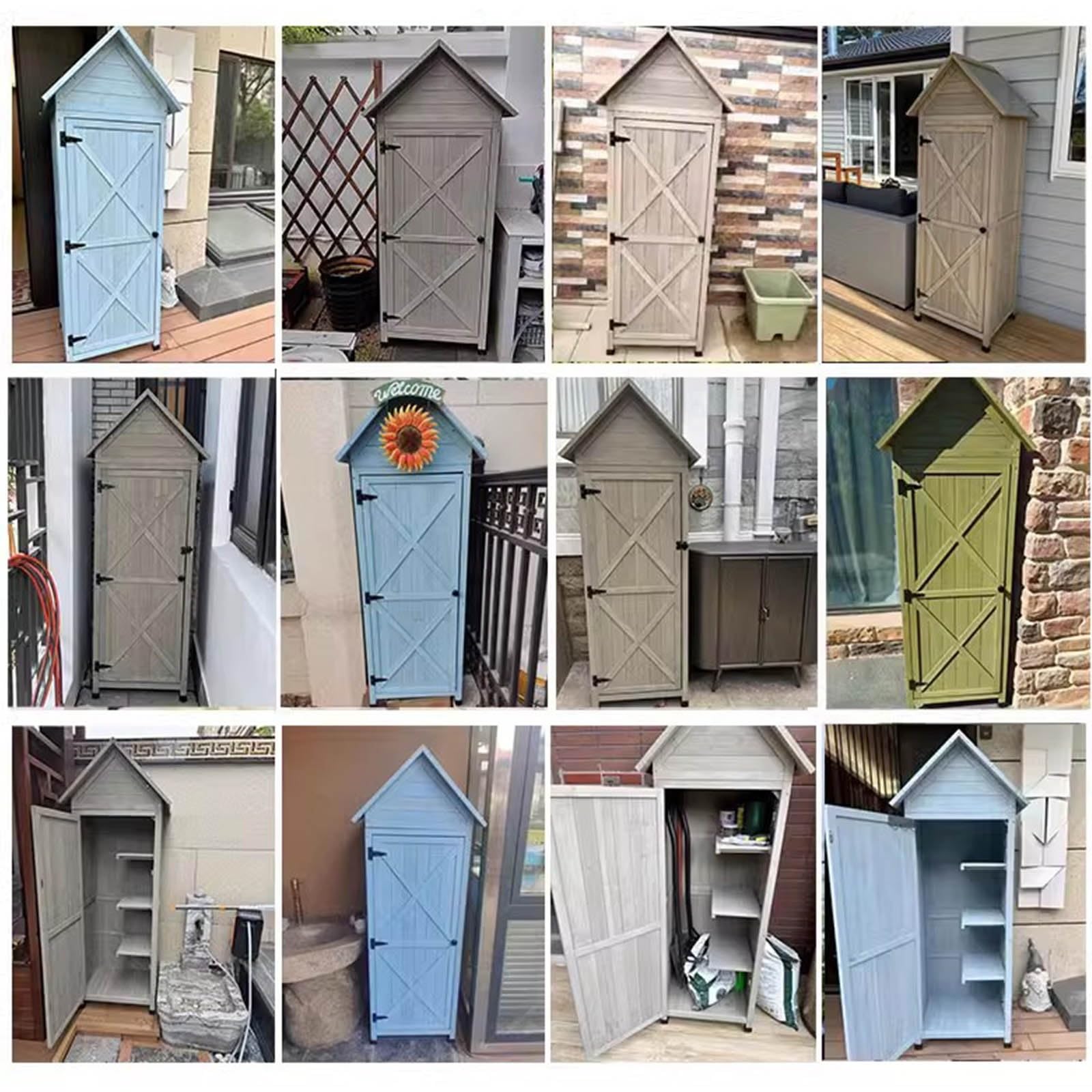 Gartenschrank Außenlagerschuppen Außenwerkzeugschrank Balkon-Kleinteileschrank(Weiß)