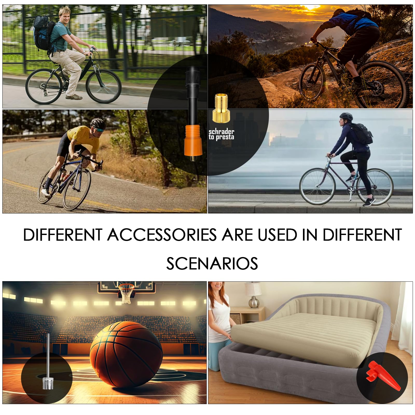 kakoya Mini bomba de neumático de bicicleta con manómetro de 150 PSI, bomba de aire recargable portátil, bomba de aire eléctrica con válvula Presta y Schrader para carretera, bicicleta de montaña