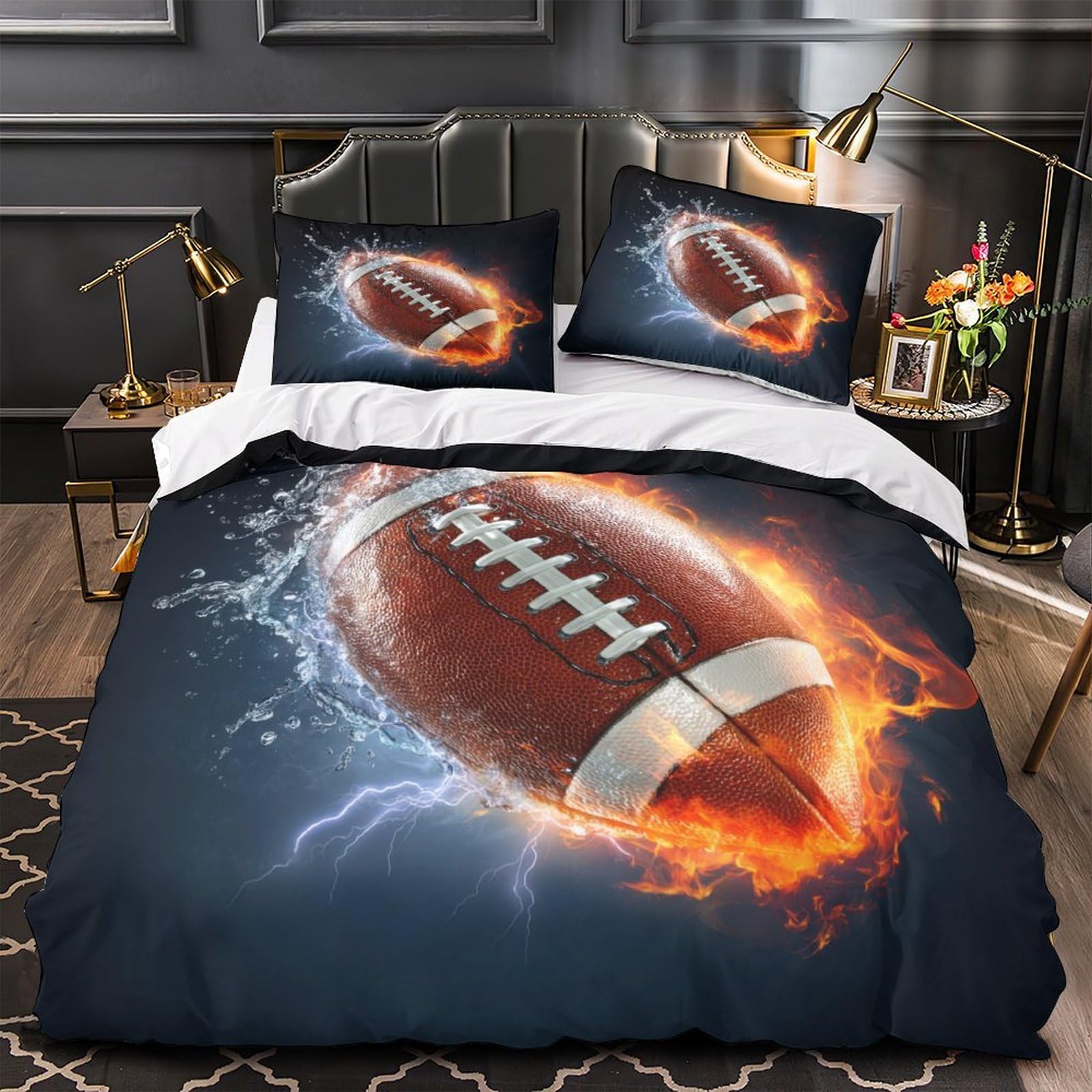 Parure de lit football américain 140x200cm avec housse de couette single