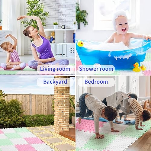 Miniatura 110 de Tapete de juego de espuma para bebé, tapete entrelazado de 0.4 pulgadas de grosor con colores sólidos, tapete de juego suave y no tóxico, tapete