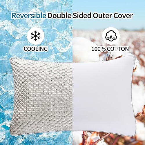 Miniatura 2 de YOUR MOON Juego de 2 almohadas refrescantes tamaño King, almohadas frías que se mantienen frías, relleno alternativo al plumón, almohadas suaves y