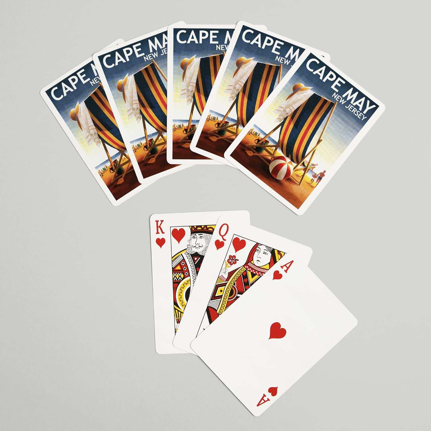 Lantern Press Cape May, New Jersey, Beach Chair and Ball, 52 Playing Cards for Adults, Poker Size Card Deck