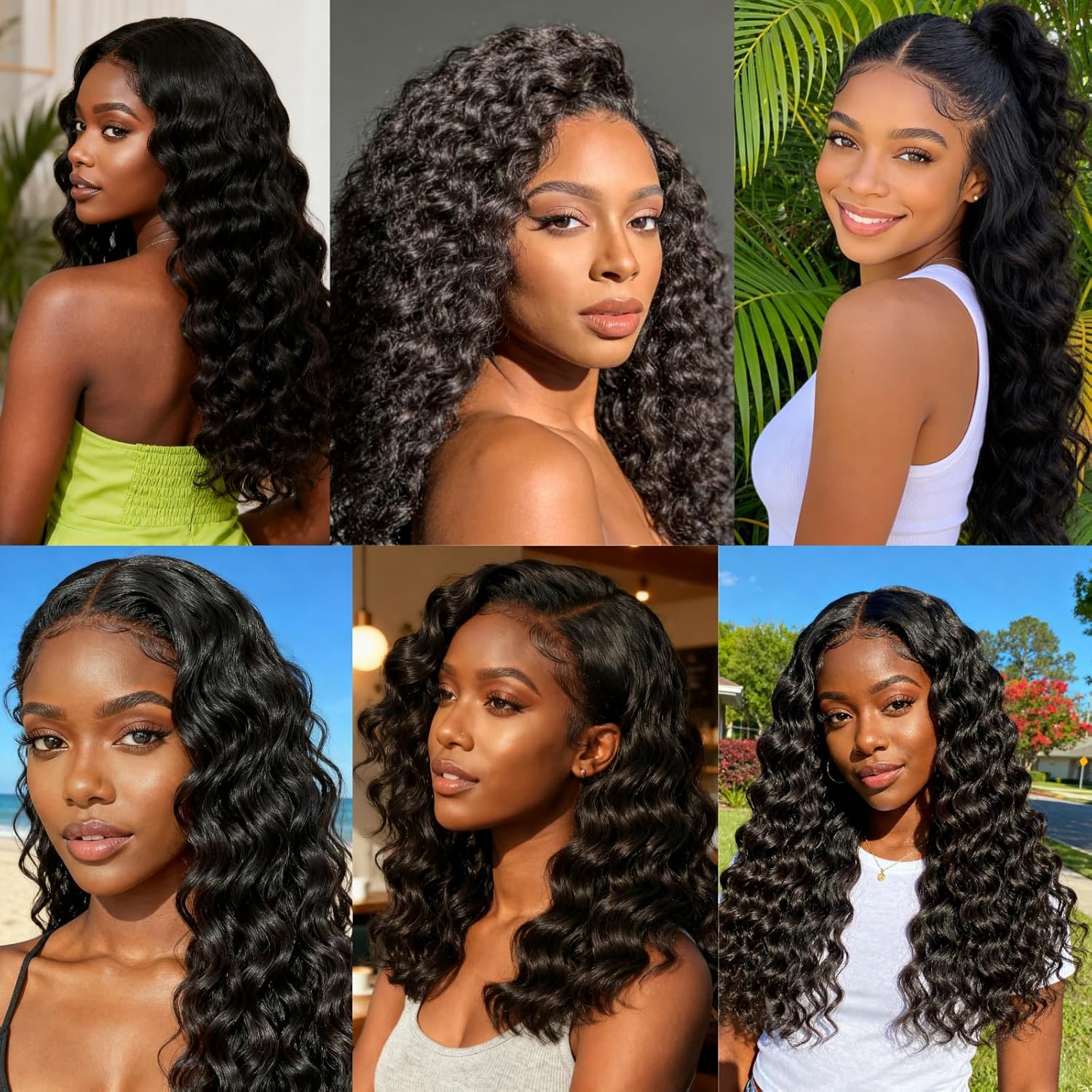 Deep Wave Bundles Human Hair 14 14 14 16 16Inch Human Hair Bundle 100% Unprocessed Brazilian Virgin Hair 5 Bundles Human Hair Extensions for Black Women Natural Color