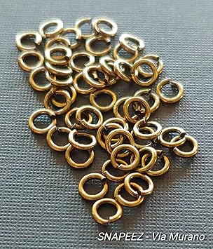 Snapeez II UltraPlate Brasseria Ring Hard Open Jump Ring 4mm Heavy Gauge Pk 50. No Solder, No Split Rings. Solid Closure. Link Wire Wrapping. Available in Multiple Finishes.