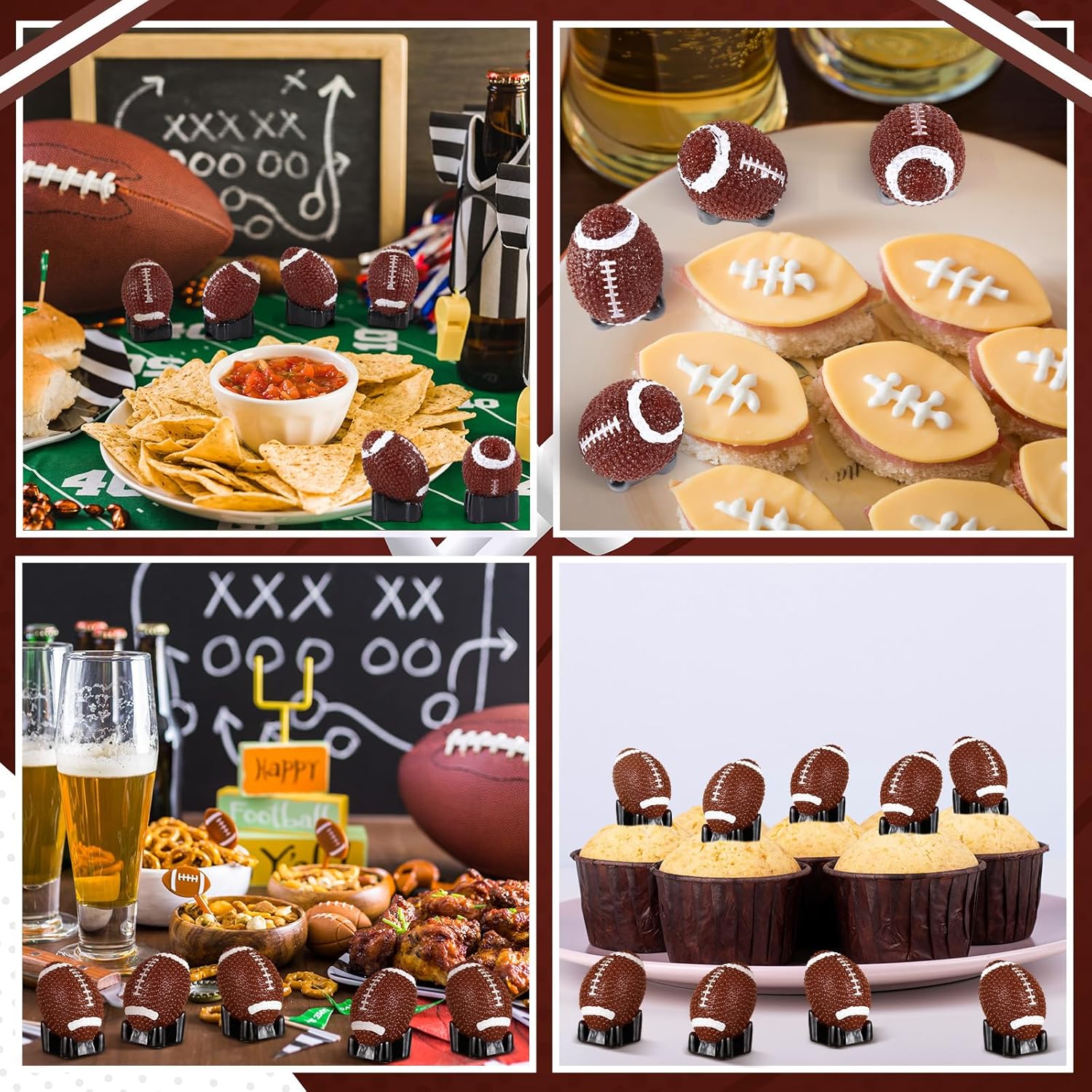RoundFunny 50 Pcs Mini Football Figurine for Craft Resin Miniature Football image 4