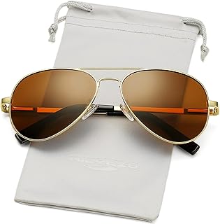 AIEYEZO Classic Aviator Polarized Sunglasses for Men Women Spring Hinge Metal Frame UV400 Protection