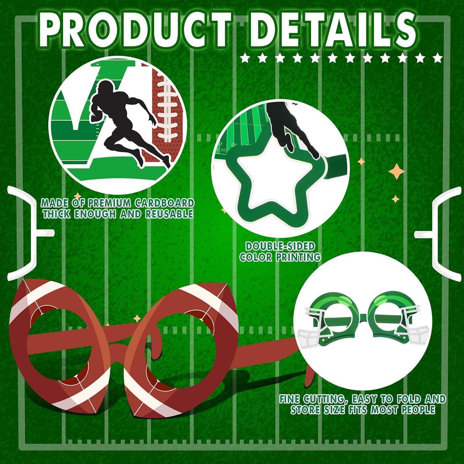 32 Pcs Football Party Decorations Touchdown Paper Eyeglasses image 3