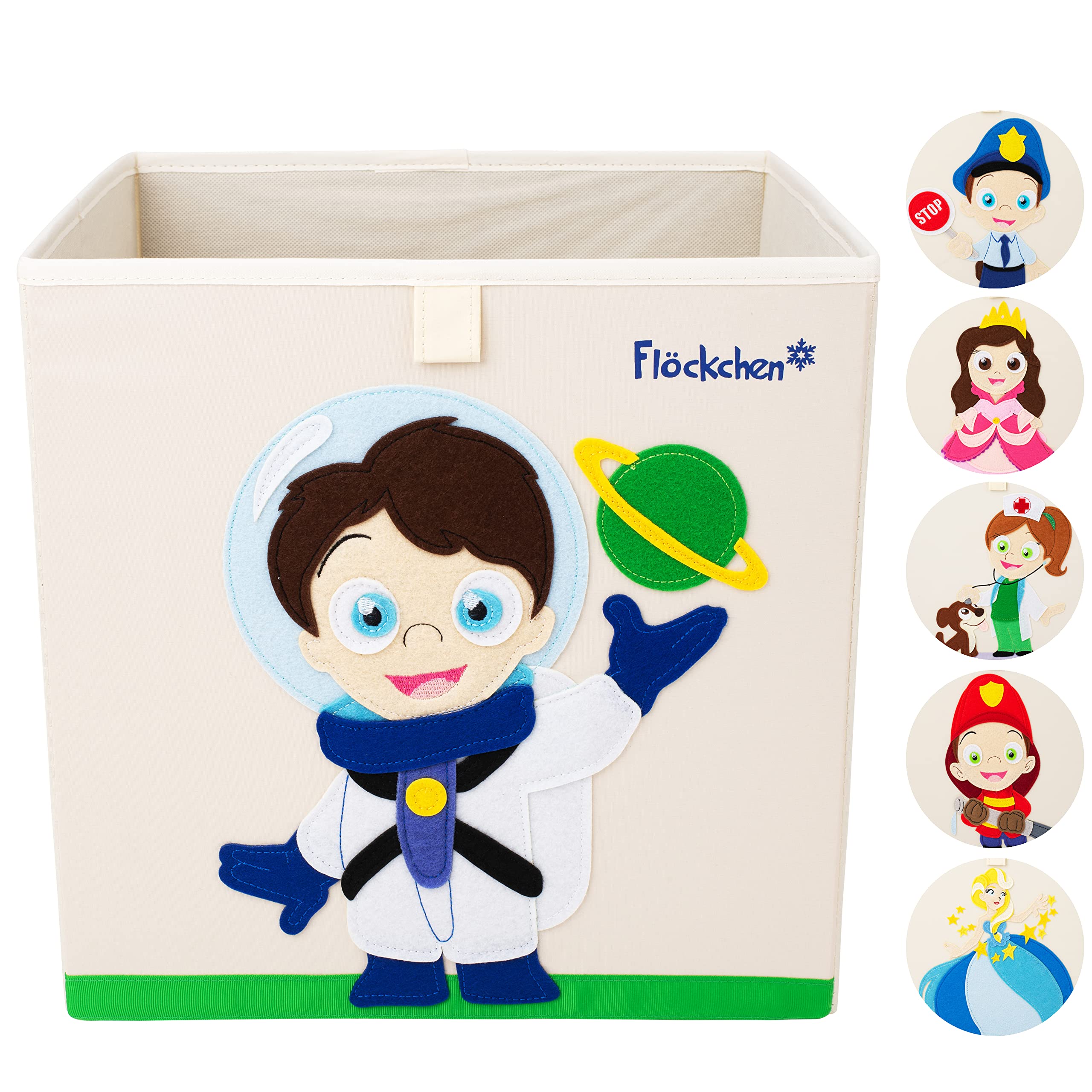 Kinder Aufbewahrungsbox | Premium Spielzeugkiste für Kinderzimmer I Spielzeug Box (33x33x33) bringt Ordnung ins Kallax Regal I Kinder Märchen Motiv (Ace der Astronaut)